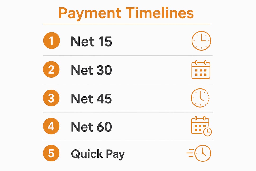 Infographic showing freight payment timeline steps