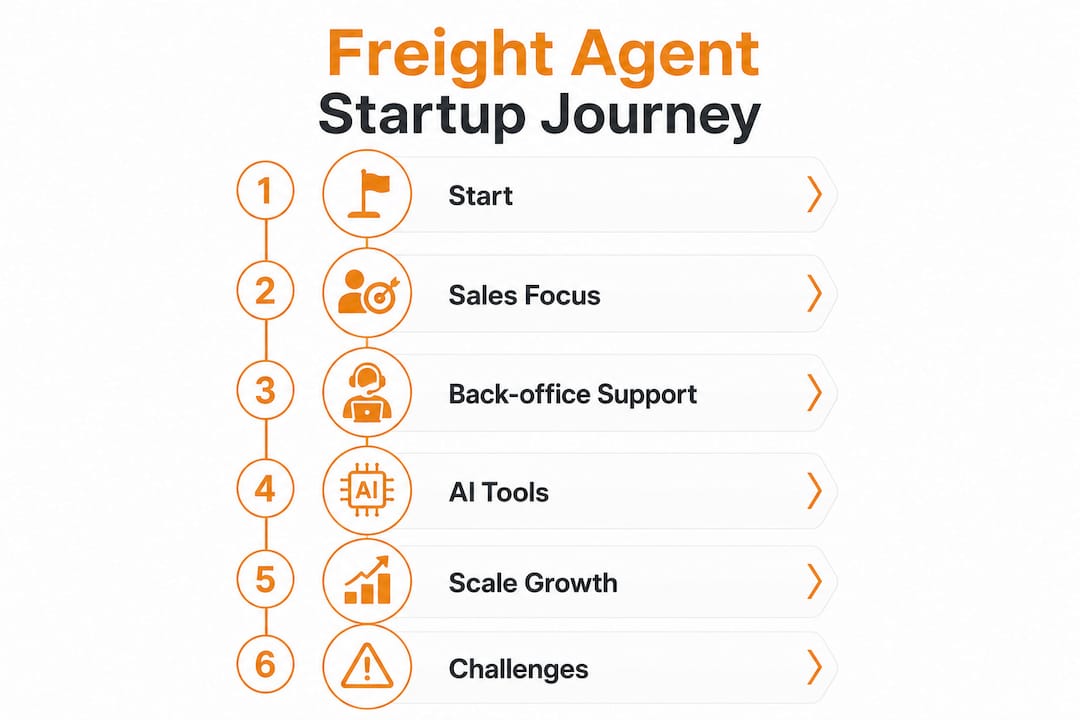 Infographic showing freight agent startup process flow