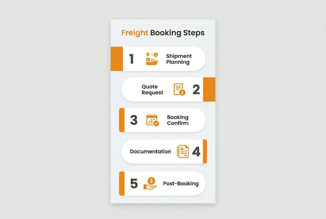 Infographic detailing five freight booking process steps