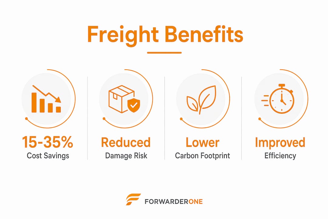 Infographic showing key benefits of freight consolidation