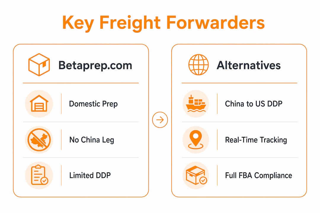Infographic comparing Betaprep.com and alternatives for Amazon FBA