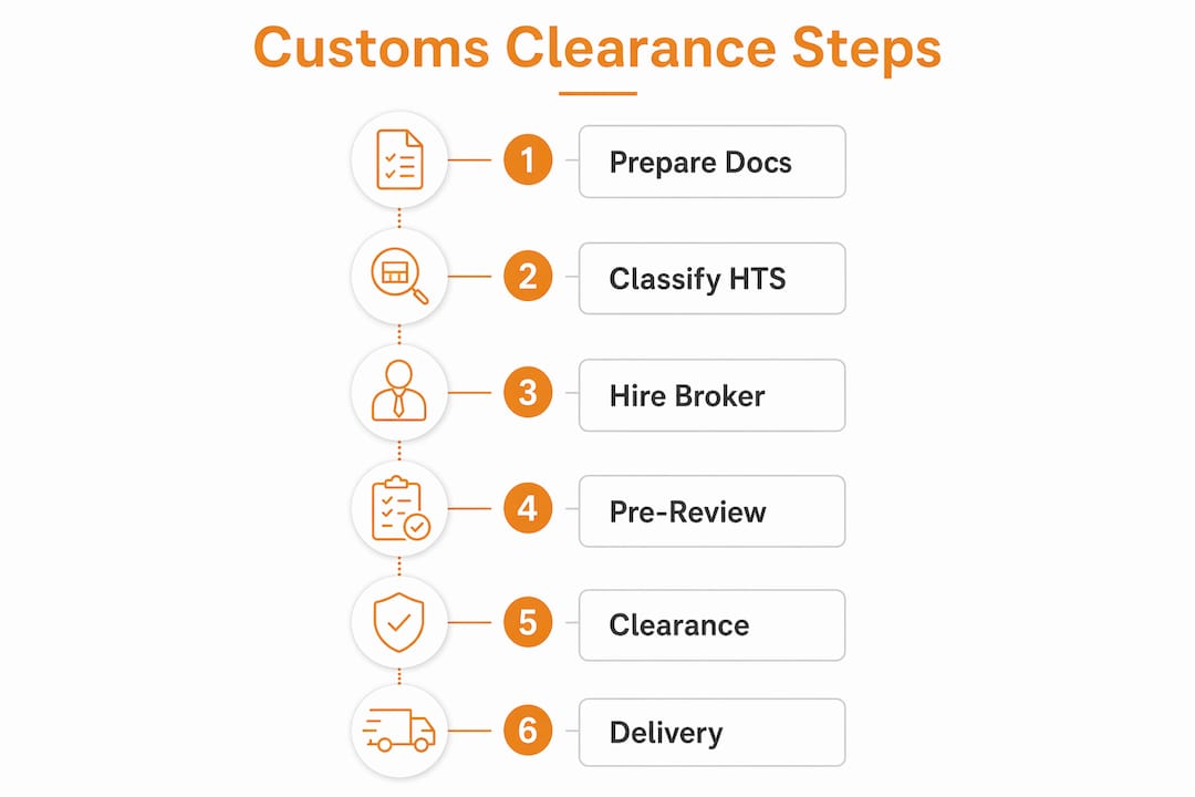 Infographic outlining customs clearance steps
