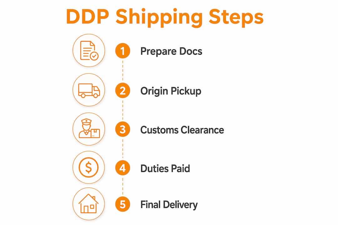 Infographic outlining step-by-step DDP shipping process.