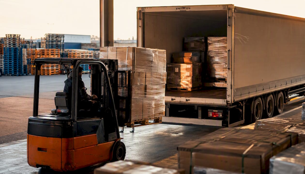 Warehouse dock loading cargo during peak season