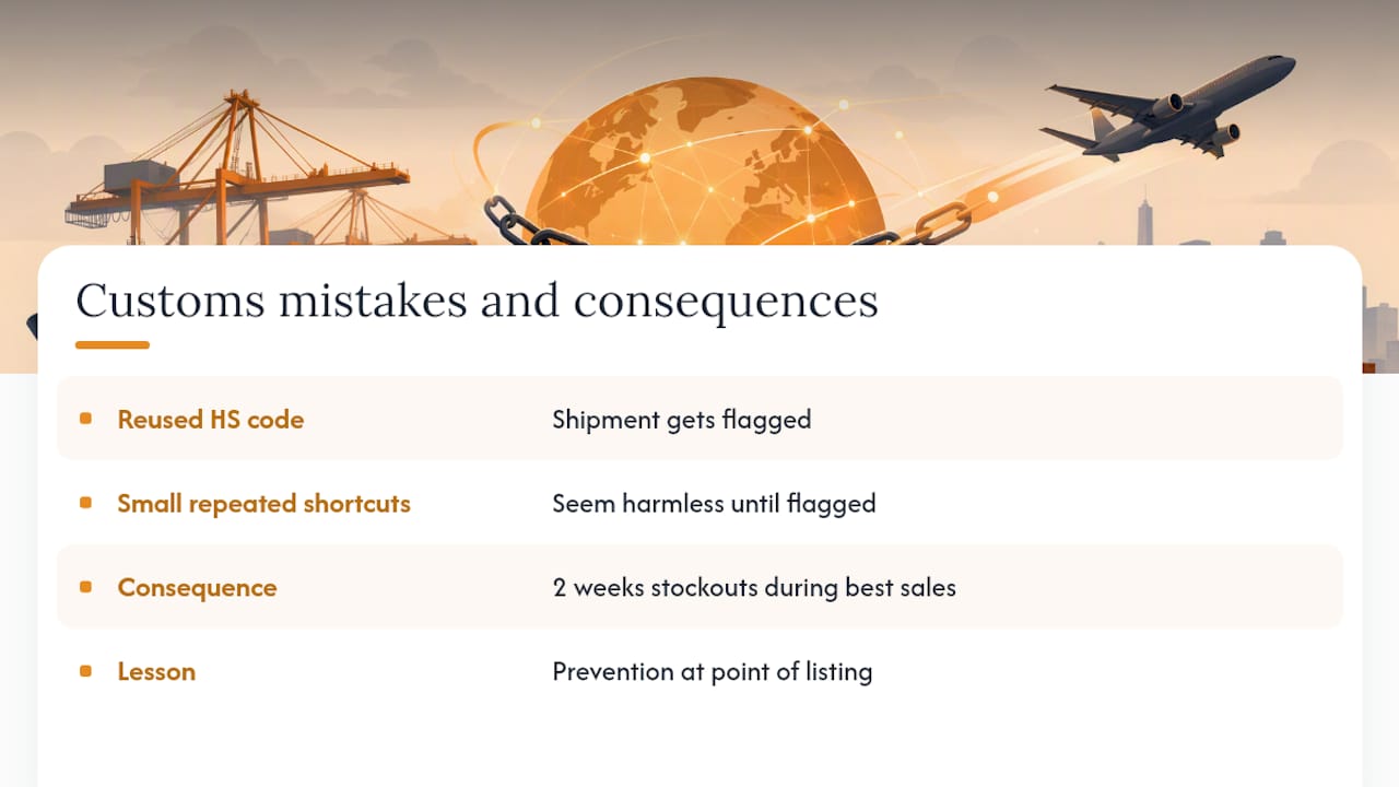 Diagram of customs mistakes and shipment delays