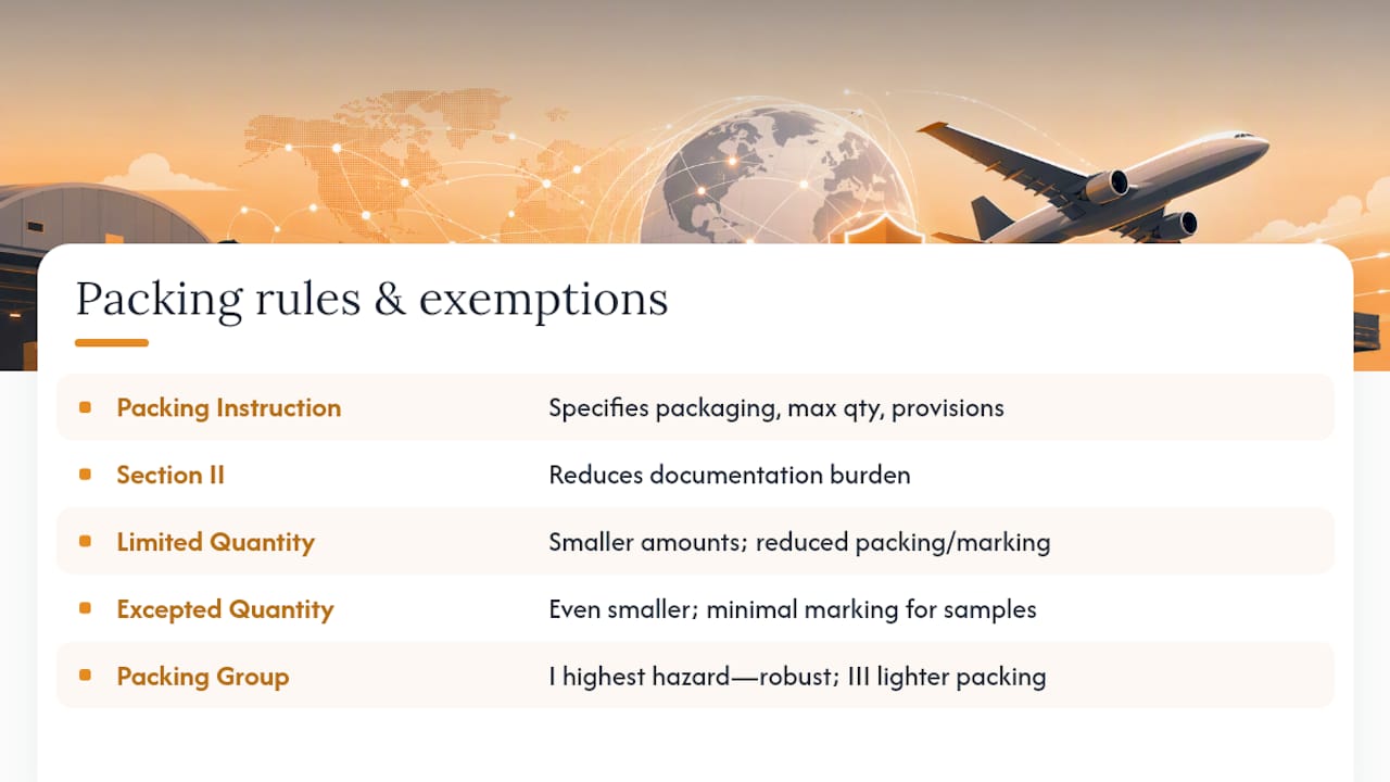 Packing Instructions and Exemptions Beyond Section II — overview diagram