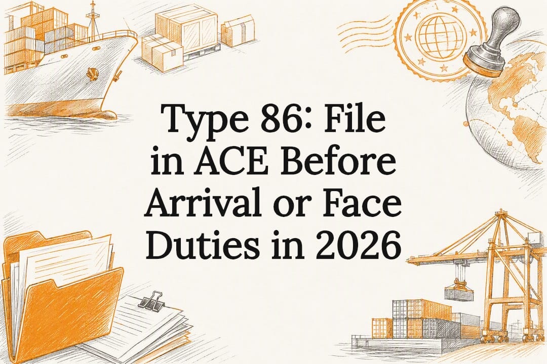 Decorative Type 86 customs title card