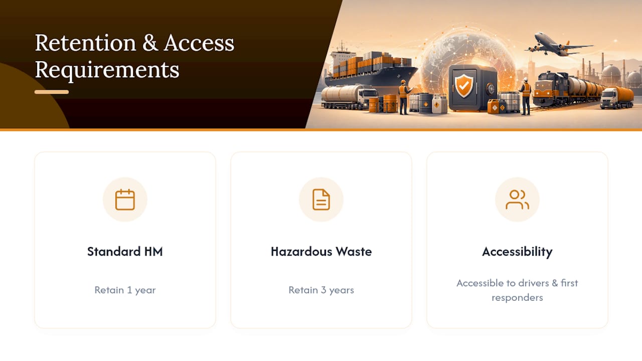 Hazardous materials document retention timeline