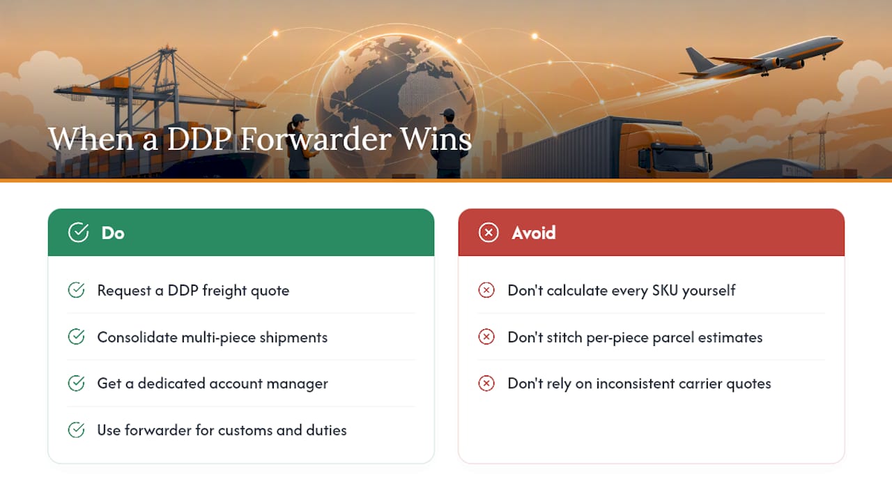 When a DDP Forwarder Beats Calculating It Yourself — overview diagram