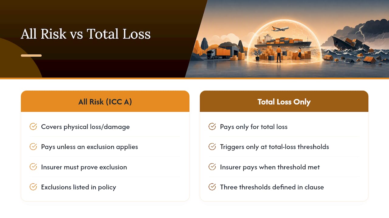 All-risk and total-loss coverage comparison