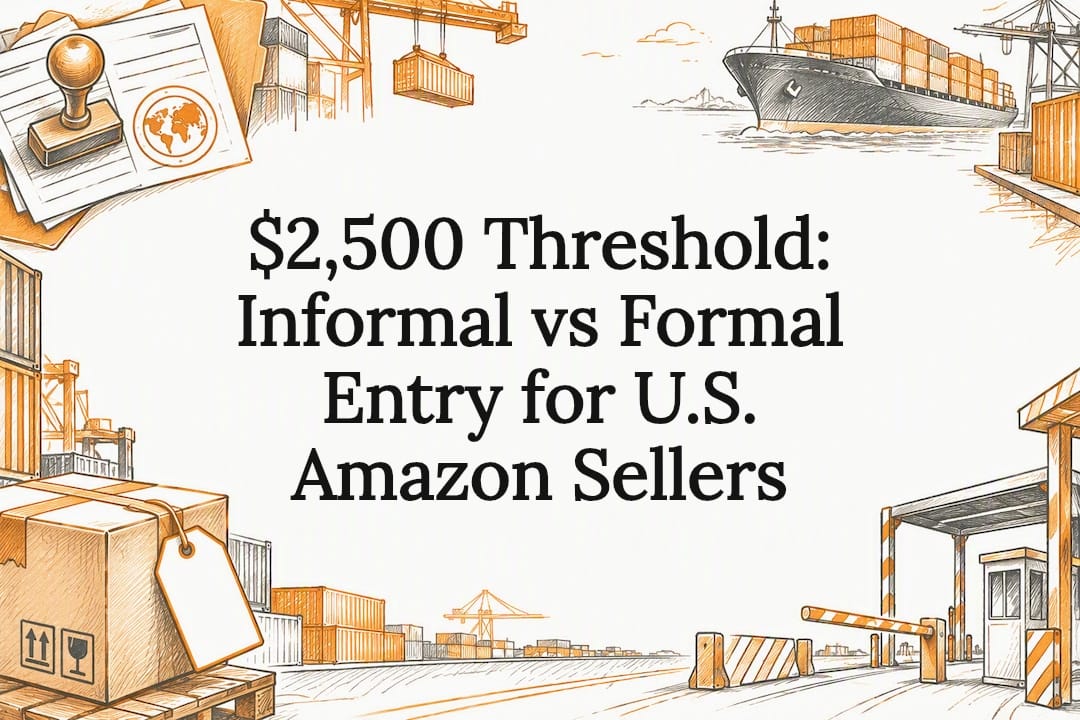 Customs entry threshold title card illustration