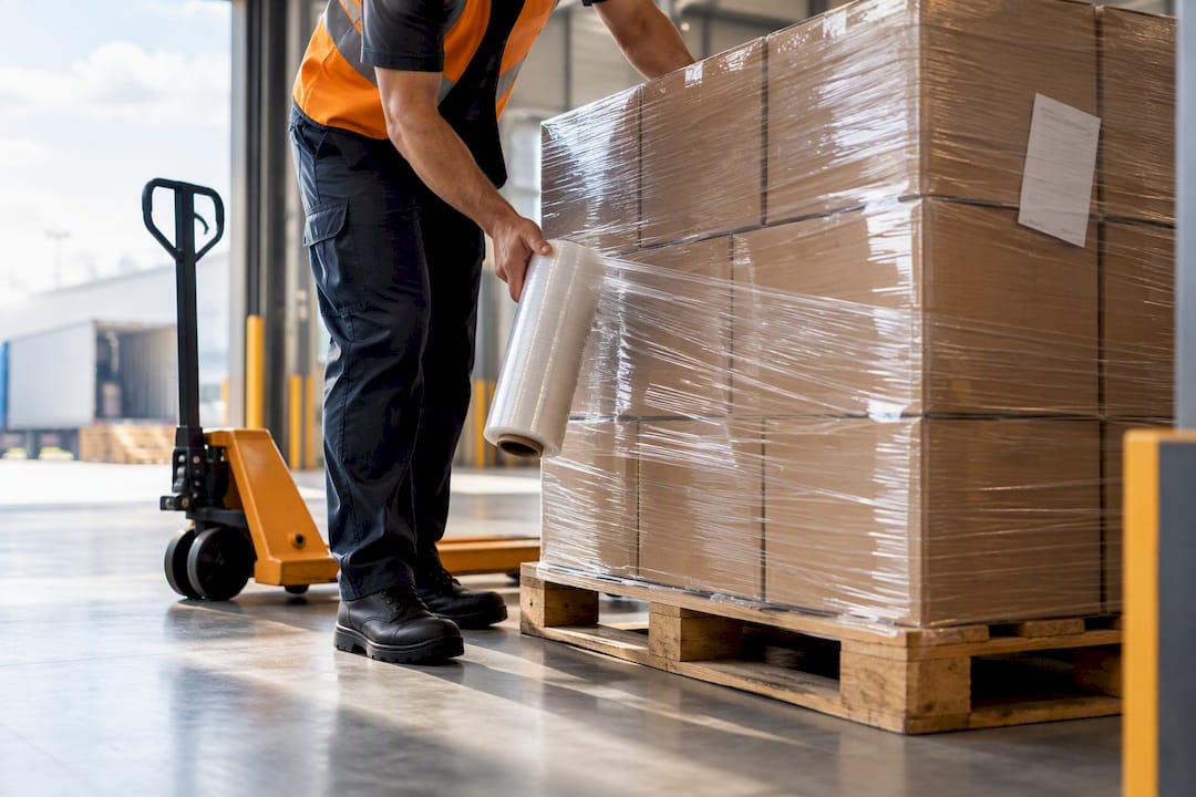 Wrapped pallet prepared for FBA delivery