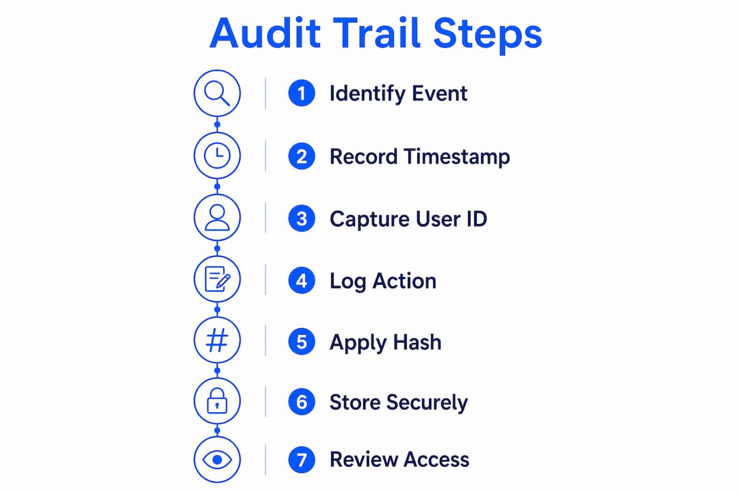 Infographic describing essential audit trail creation steps