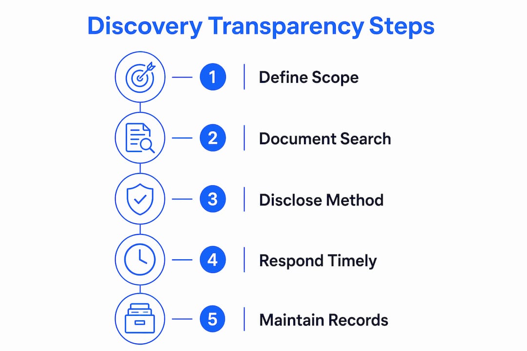 Infographic illustrating discovery transparency process steps
