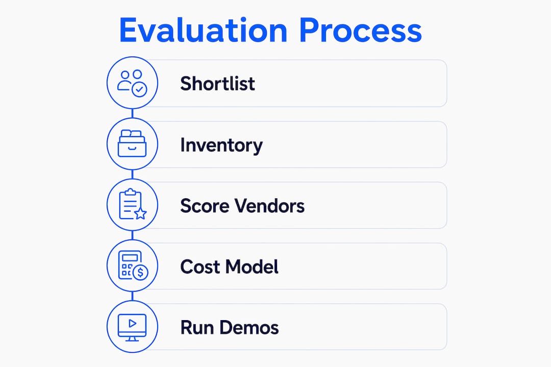 Infographic of discovery software evaluation steps