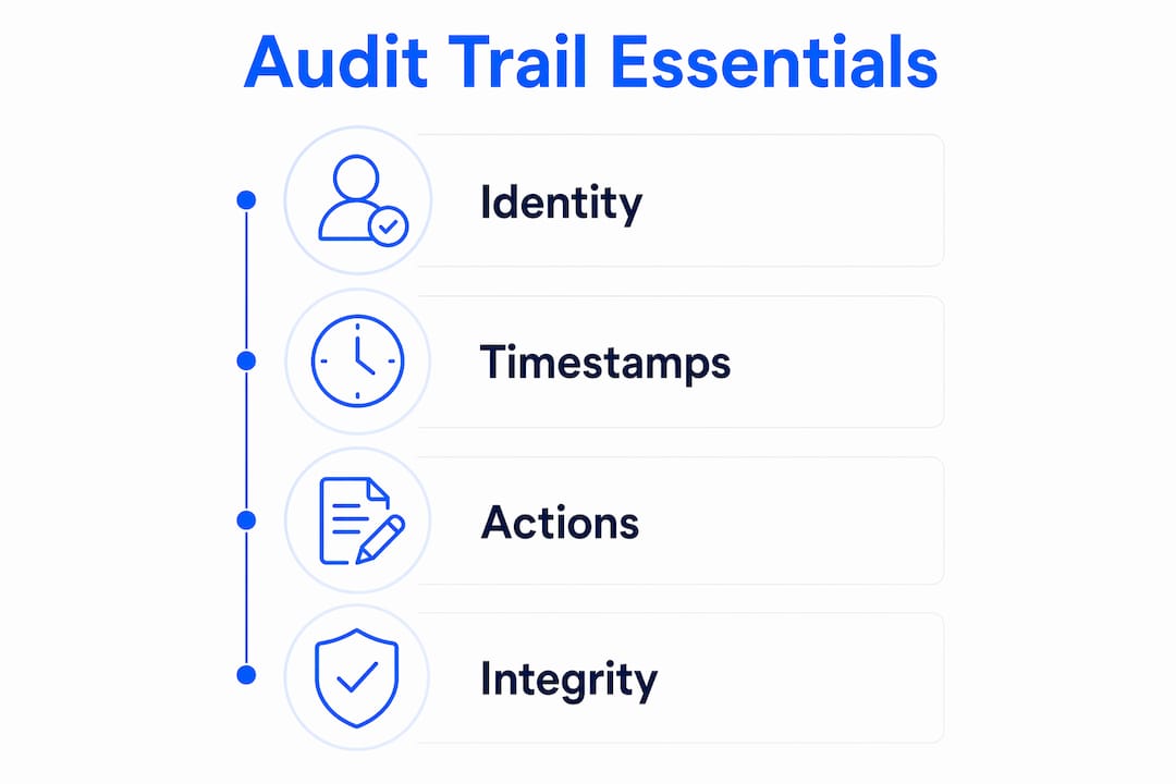 Infographic outlining core audit trail elements