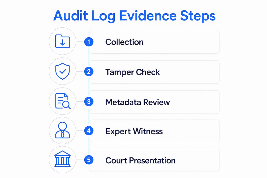 Infographic depicting audit log evidence steps