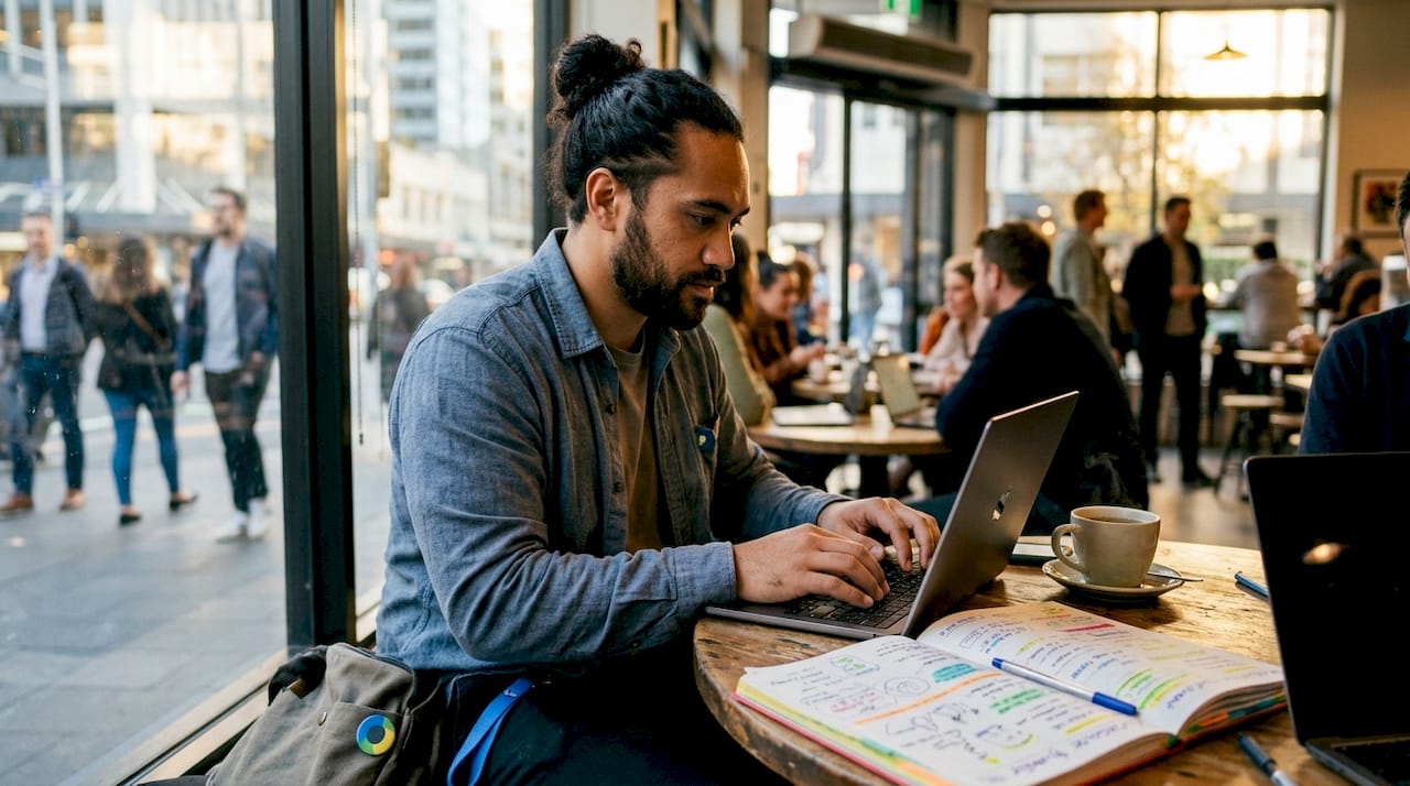 Hands typing personalised paid messaging content