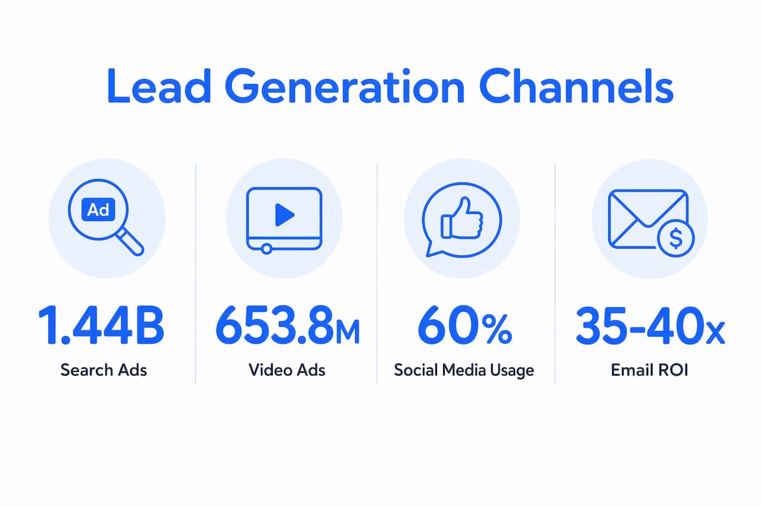 Infographic showing digital marketing lead channels in NZ