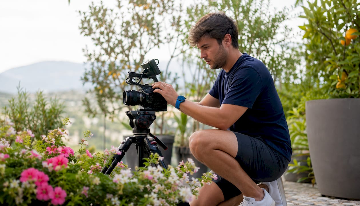 Videographer filming digital ad content