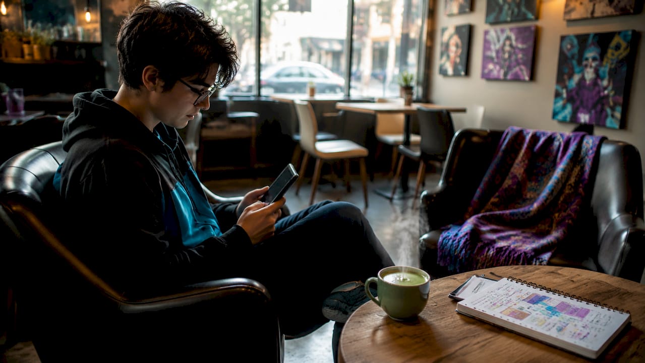 Person playing free games on tablet at home