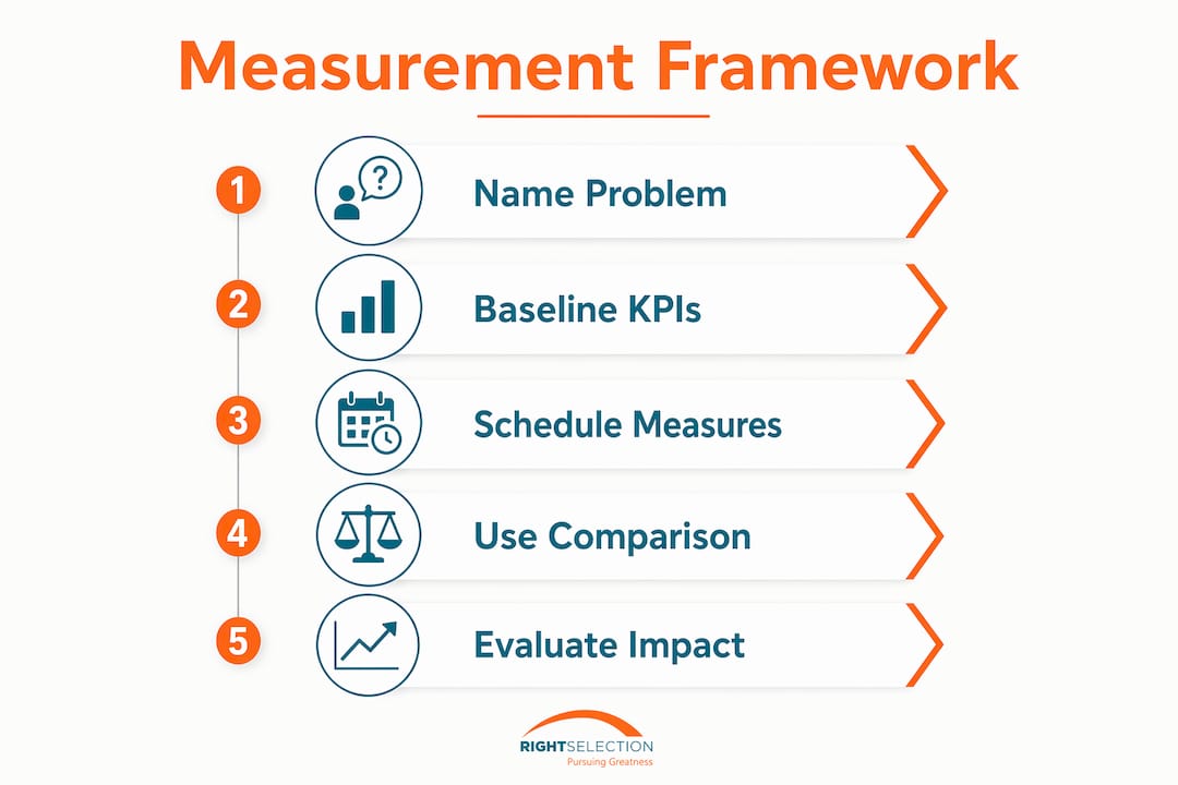 Infographic illustrating leadership training measurement steps