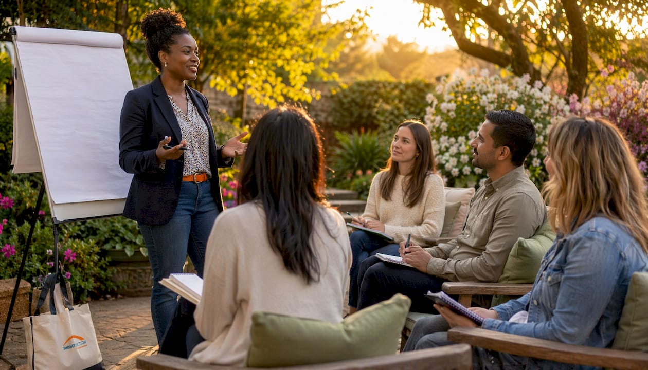 Trainer leading focused skill-building workshop