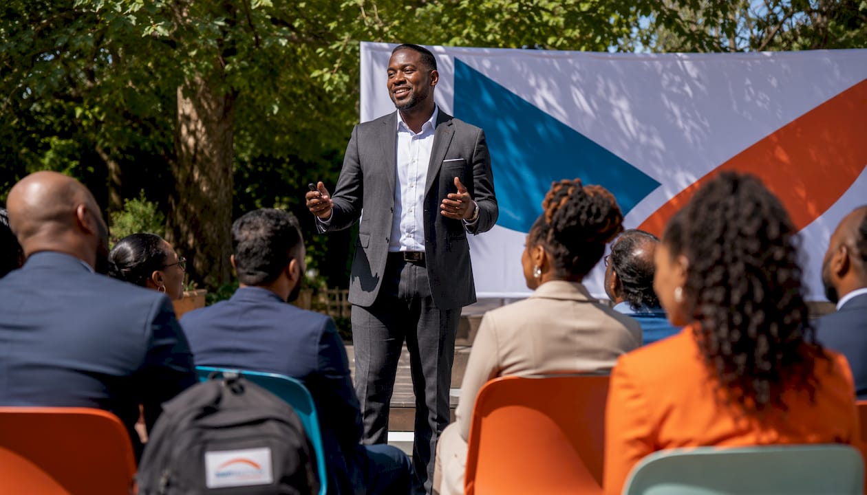Speaker presenting at executive employer branding event