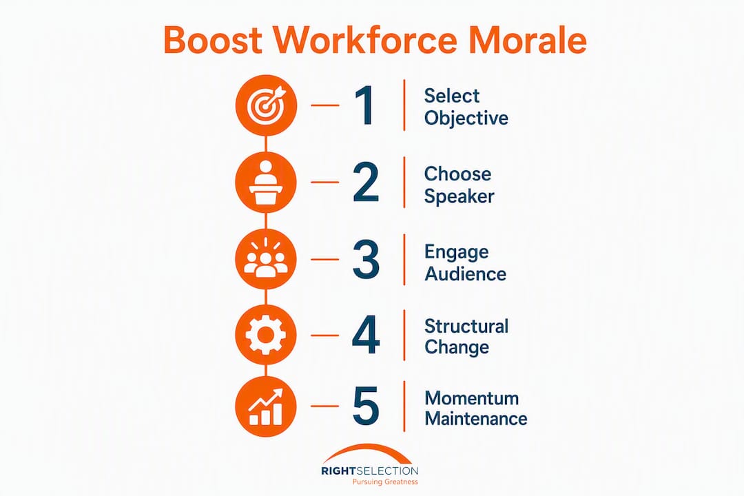 Infographic showing steps to boost workforce morale