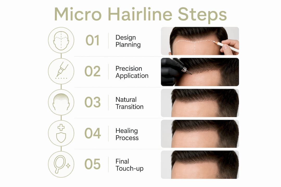 Infographic showing micro hairline technique steps