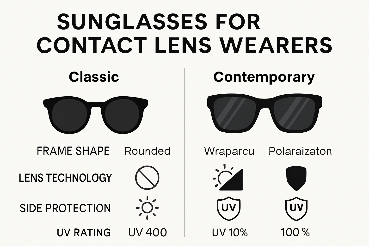 Infographic of best sunglass styles for contact lens wearers