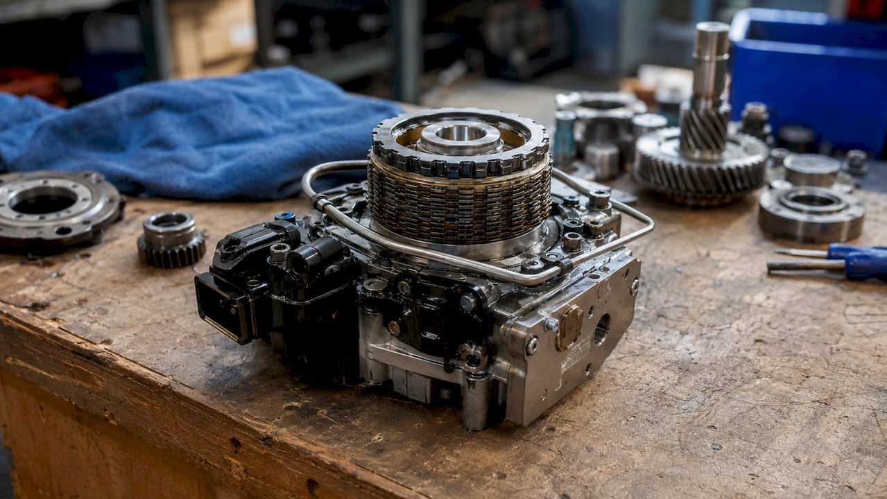 Close-up of Haldex hydraulic clutch assembly