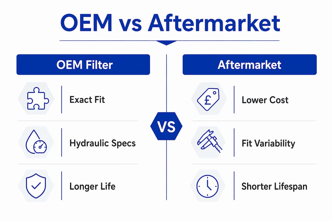 Comparison infographic of OEM and aftermarket Haldex filters