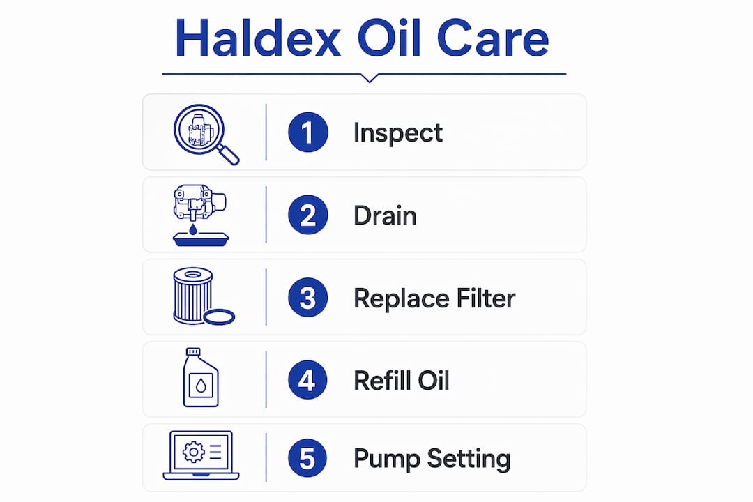 Infographic illustrating steps to prevent Haldex oil degradation