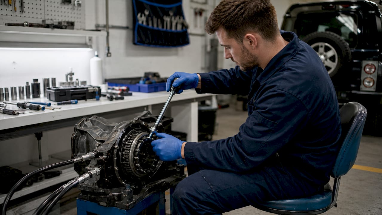 Technician working on Haldex clutch assembly