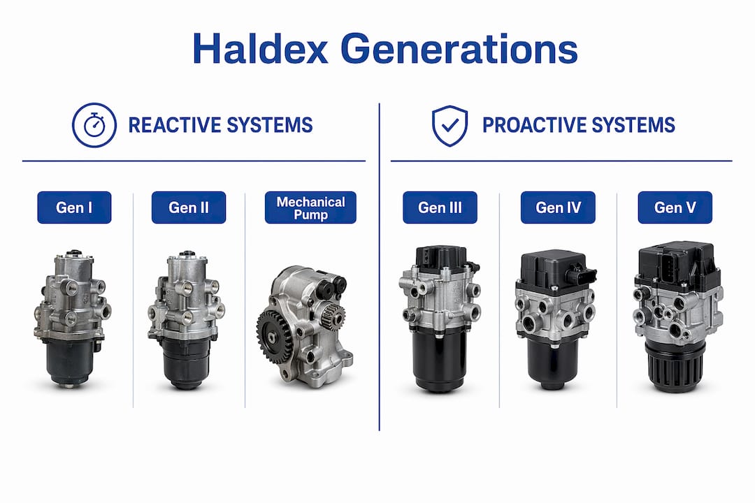 Infographic comparing reactive vs proactive Haldex generations