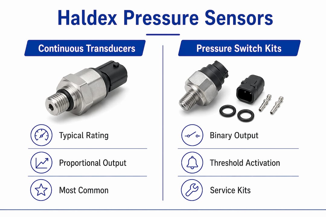 Infographic comparing Haldex sensor types side by side
