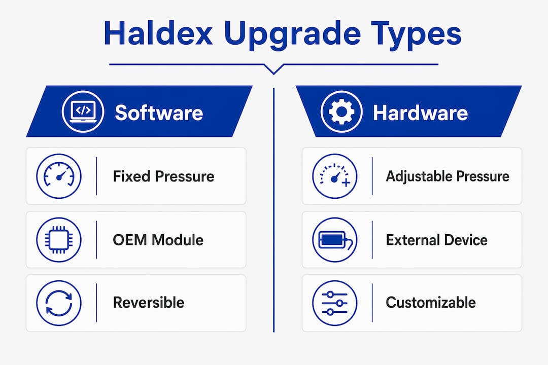 Infographic comparing software and hardware Haldex upgrades