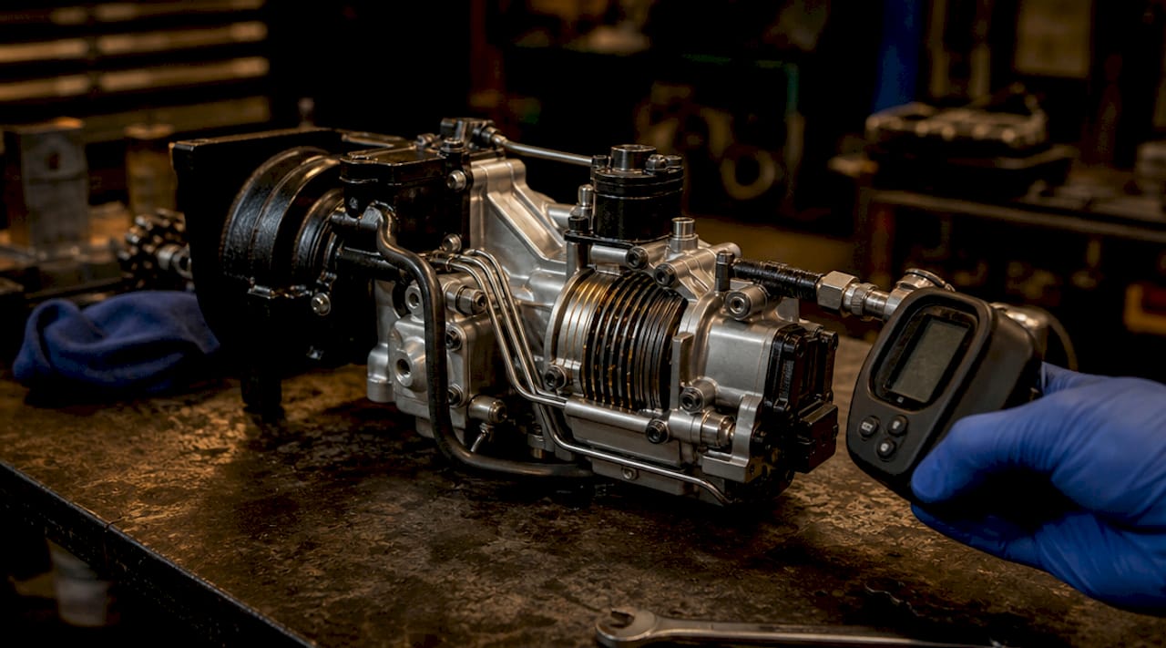 Close-up of Haldex electric pump and clutch parts