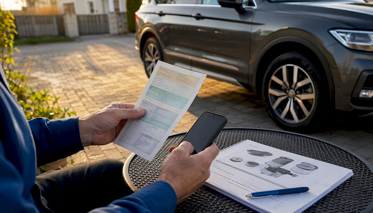 Person verifying vehicle compatibility for Haldex filter