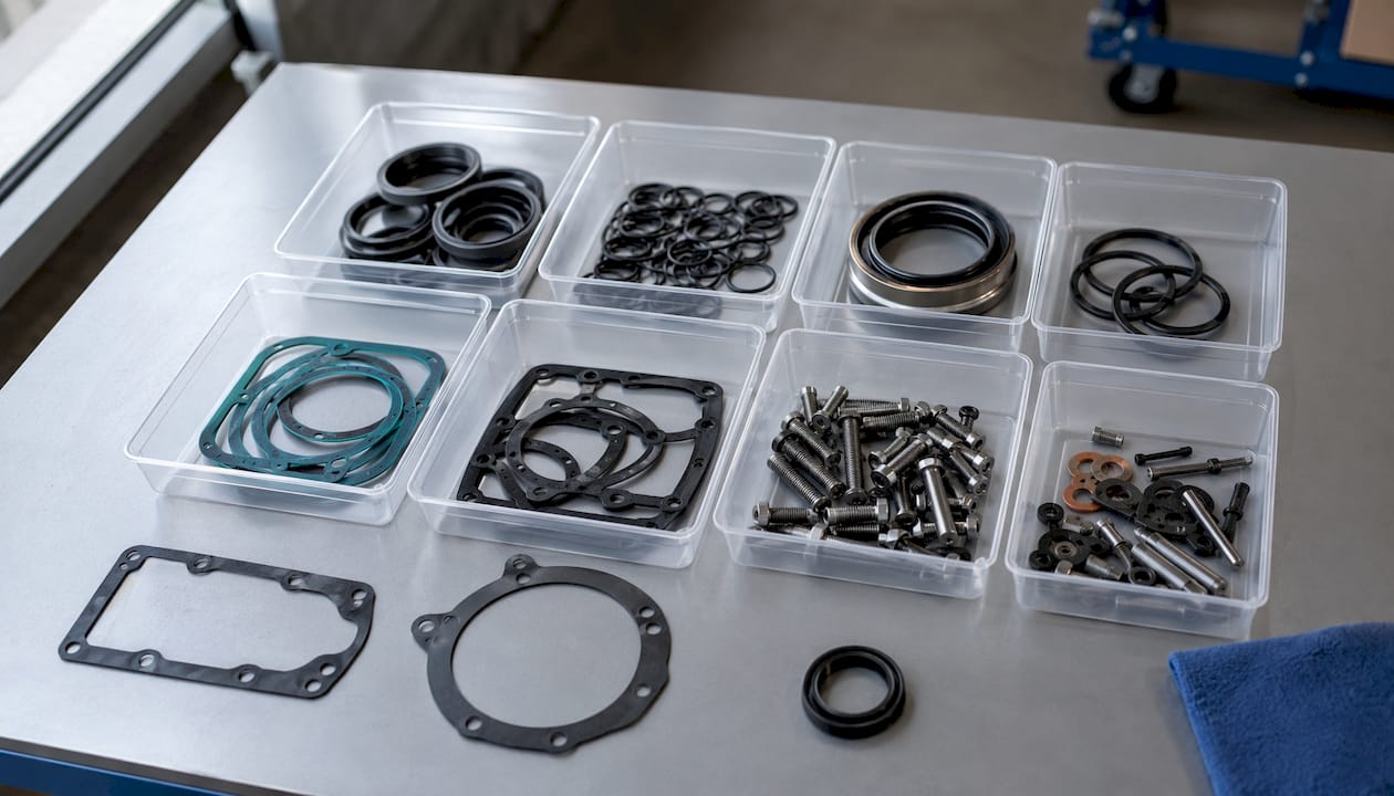 Overhead view of OEM seal kit components
