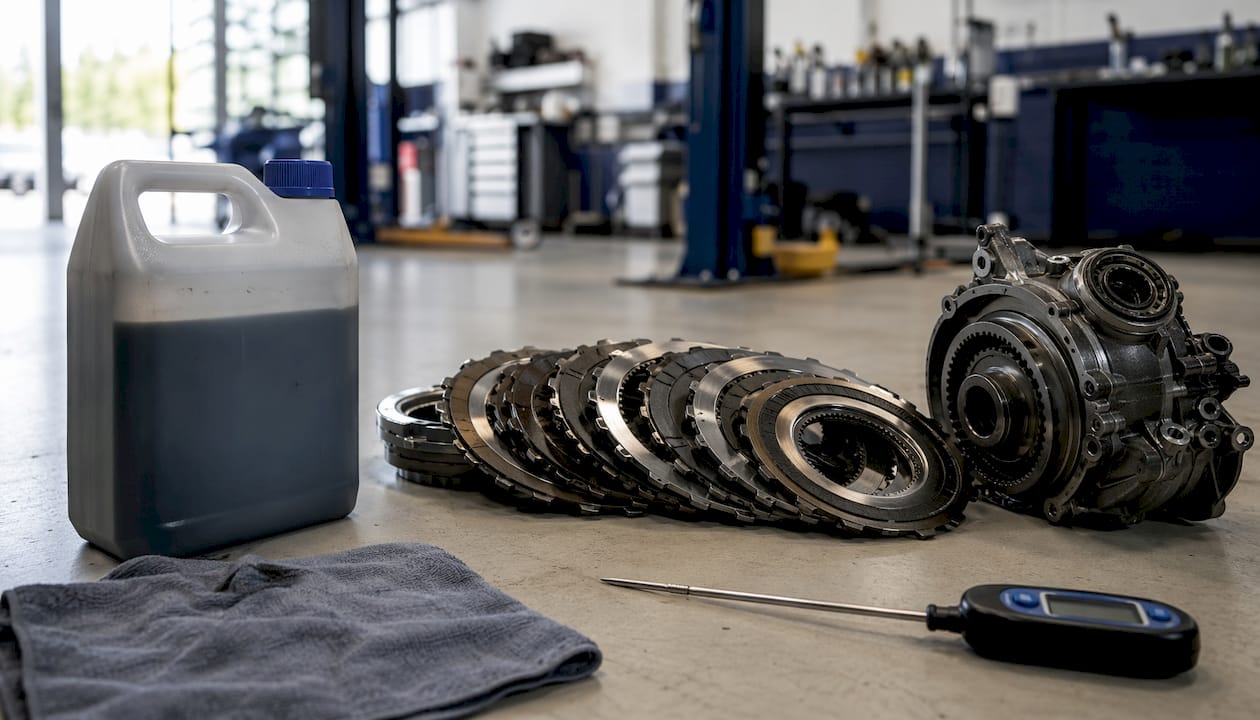 Close-up of Haldex clutch pack and tools
