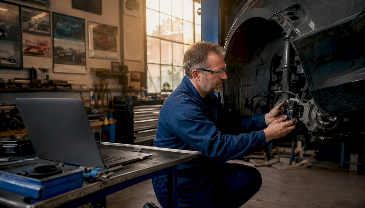 Mechanic tuning Haldex controller with laptop