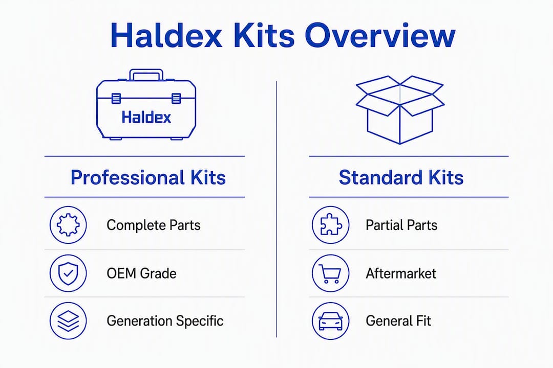 Infographic showing professional vs standard Haldex kits