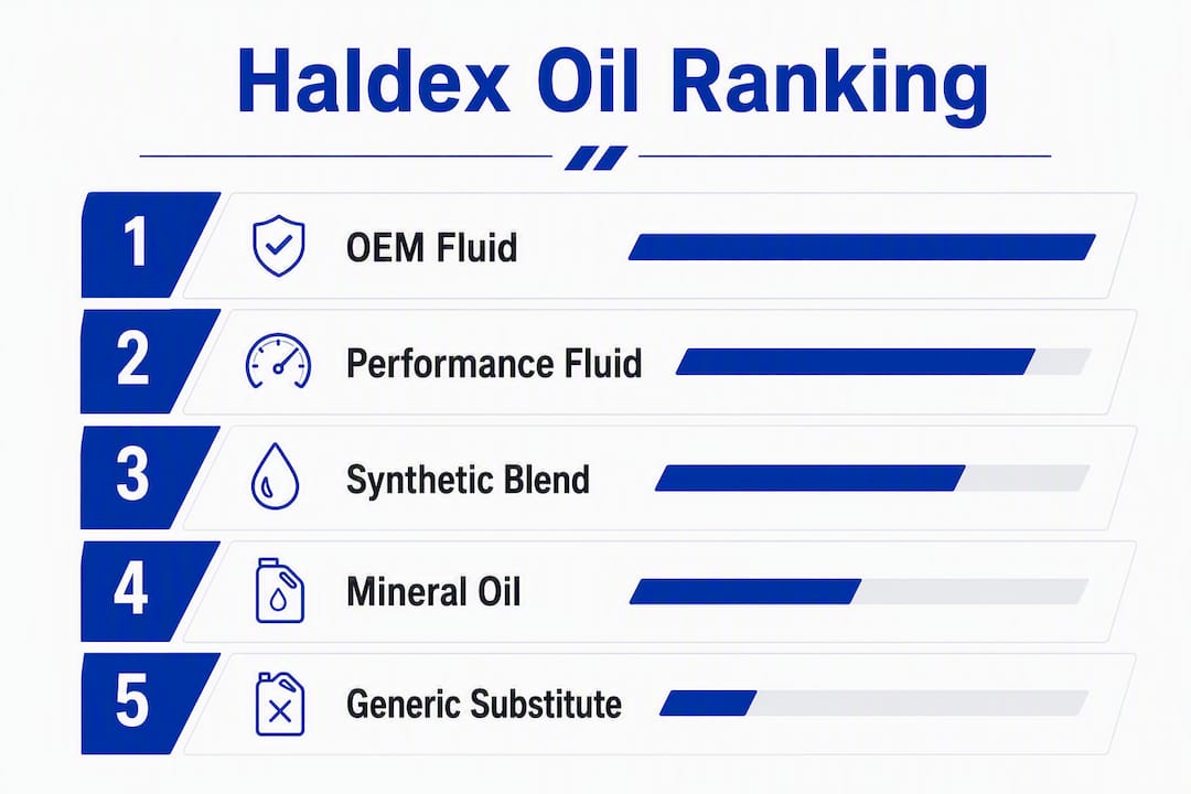 Infographic ranking types of Haldex oil