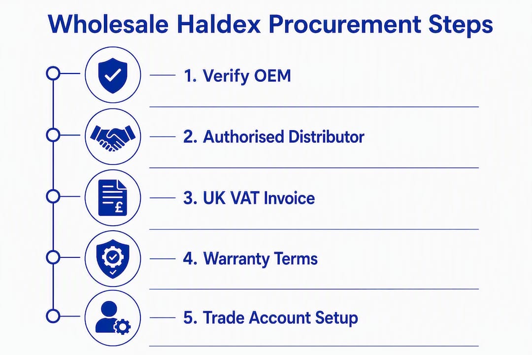 Infographic showing key Haldex wholesale procurement steps