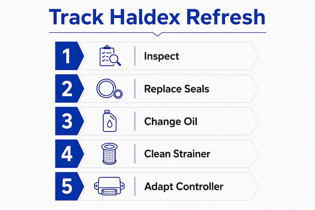 Infographic detailing track Haldex refresh steps