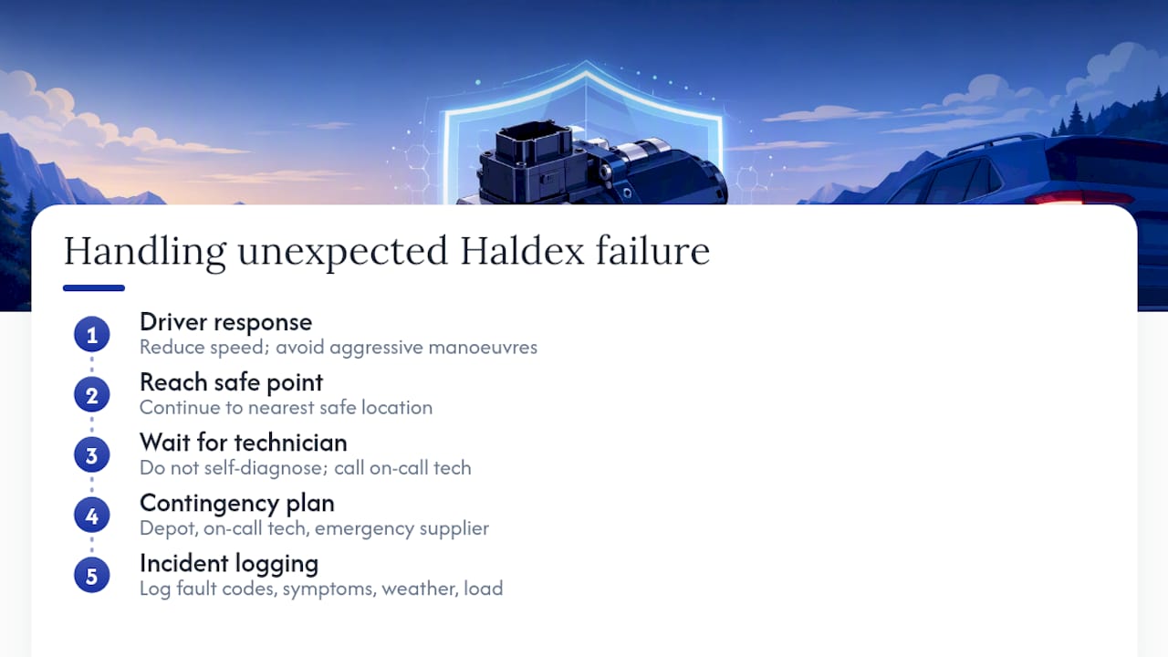 How to handle an unexpected Haldex failure on the road — overview diagram