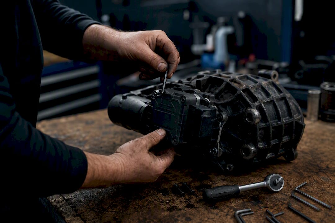 Hands removing Allen bolts from Haldex controller