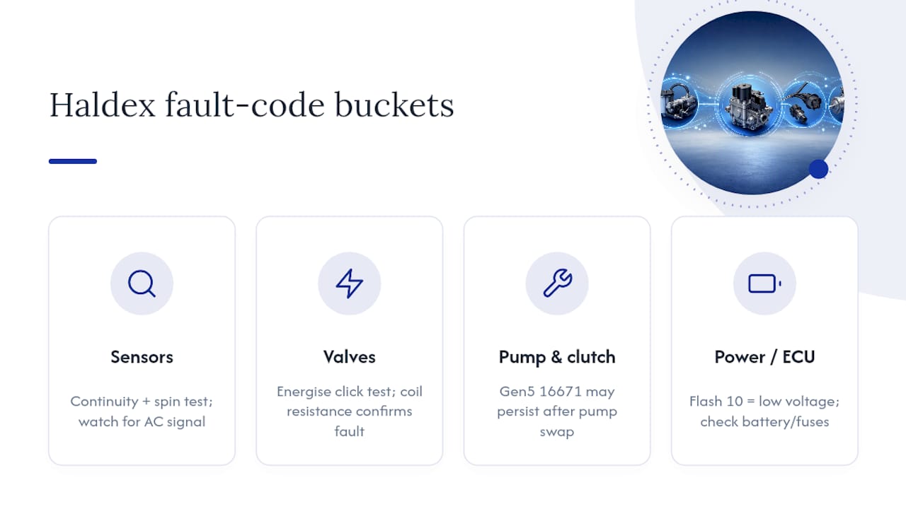Four Haldex fault code categories